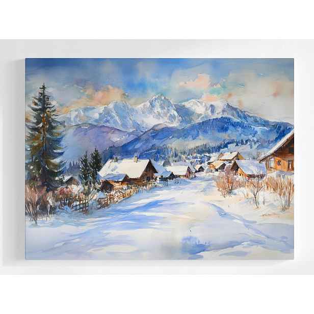 Plakát Krajina Pohled Na Hory Tatry Zima Sníh Vesnice Domy 100x75