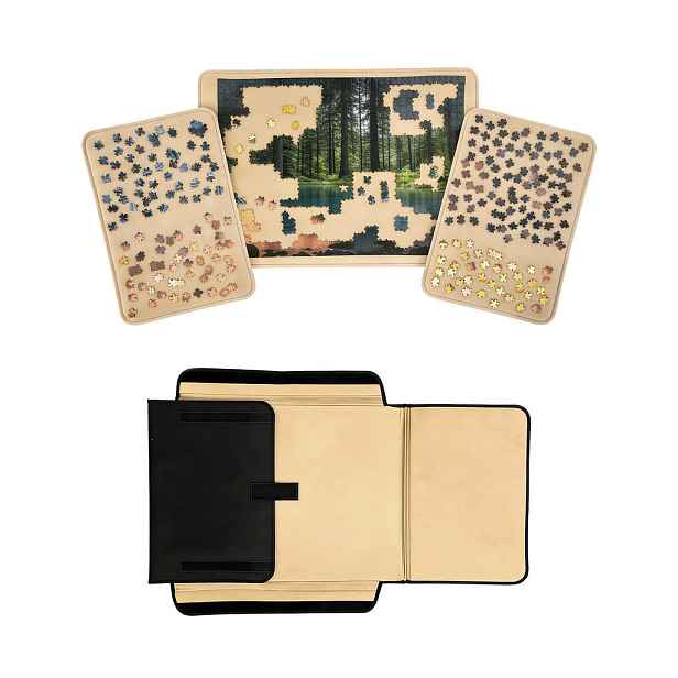 Relaxdays KUFŘÍK NA PUZZLE Černá Béžová s rukojetí 2 přihrádky