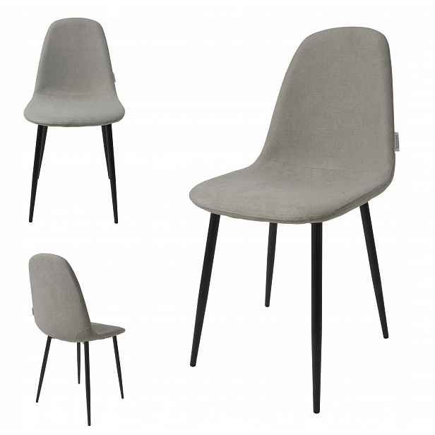 Sada 4 kusů židlí z materiálu DankorDesign Dsw béžové kovové nohy grafit