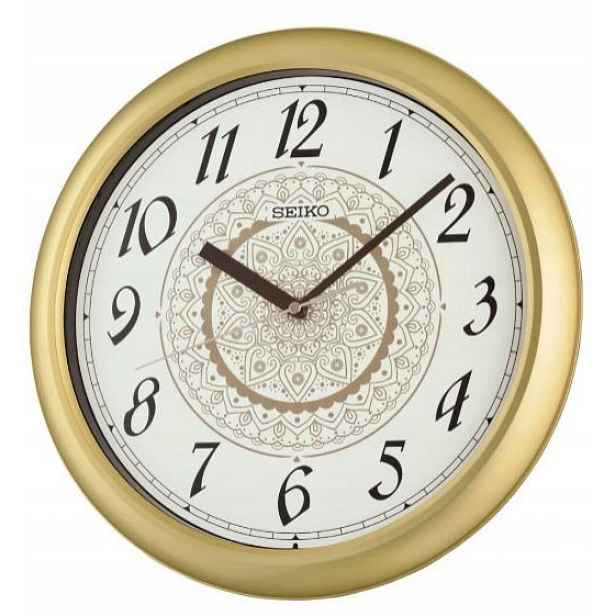 Čitelný Klasický Zlatý Kulatý Japonský Hodinový Stroj Seiko QHA018F 33 cm