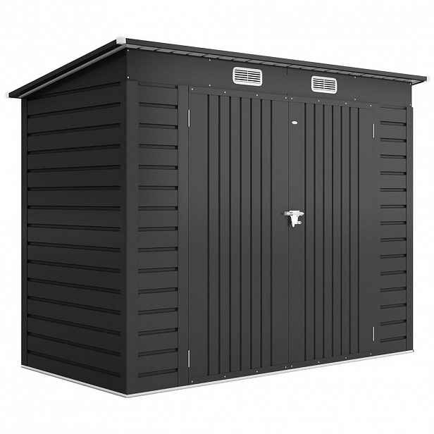Outsunny KŮLNA z oceli, 2,7 m² kůlna s dvojitými dveřmi, zámkem a UV ochranou