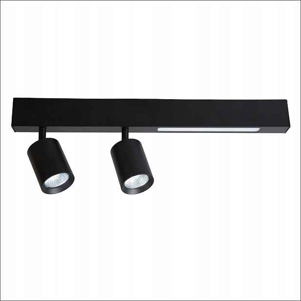stropní svítidlo Led trojitá černá podlouhlá 50 cm 2 reflektory GU10 Milagro