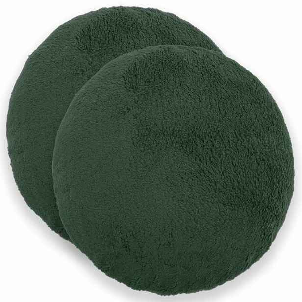 vidaXL Povlak na polštář 2 pcs HEERLEN Tmavě zelená Ø 60 cm Bouclé