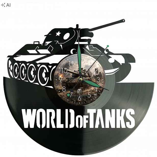 World of Tanks Nástěnné hodiny Dárek Personalizace Památka Vinylová deska
