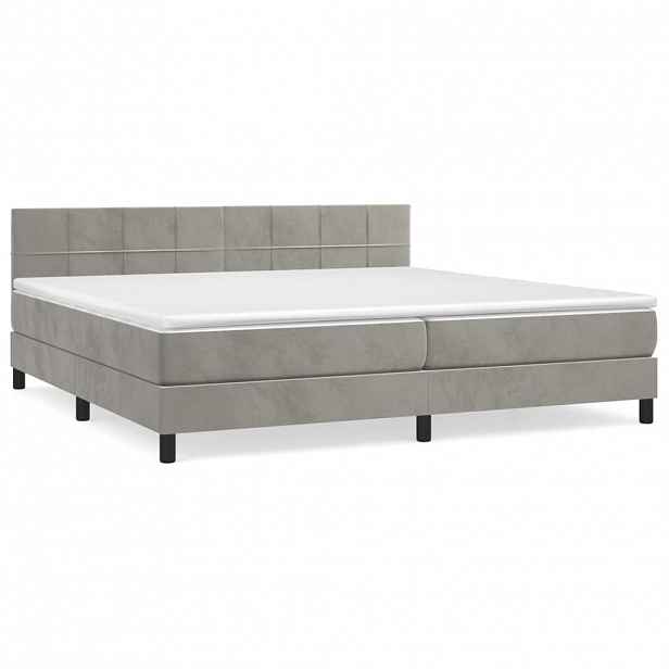 vidaXL Box spring postel s matrací světle šedá 200x200 cm samet