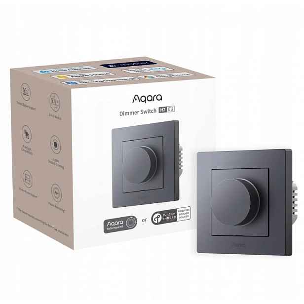 Stmívač světla s otočným ovladačem Aqara Dimmer Switch H2 Eu Šedý KD-R01D-G