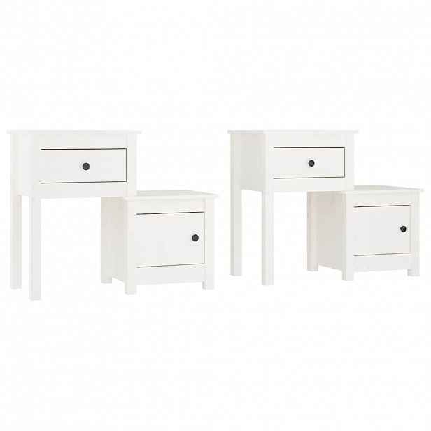 vidaXL Noční stolky 2 ks bílé 79,5 x 38 x 65,5 cm masivní borové dřevo