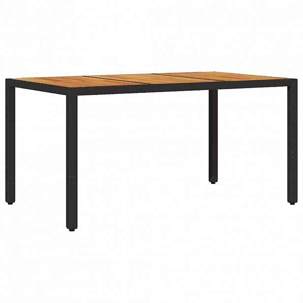 vidaXL Zahradní stůl s akáciovou deskou černý 150x90x75 cm polyratan