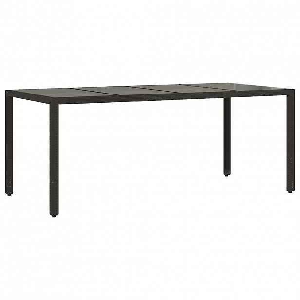 vidaXL Zahradní stůl se skleněnou deskou černý 190x90x75 cm polyratan