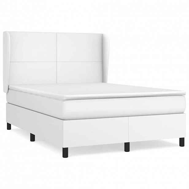 vidaXL Box spring postel s matrací bílá 140x200 cm umělá kůže
