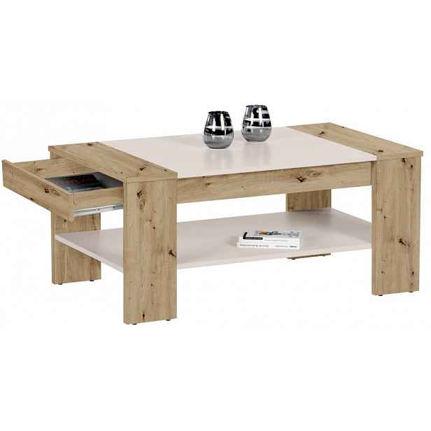 Konferenční stolek Finley Plus, dub artisan/béžový kašmír