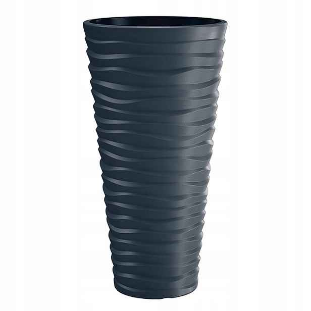 Květináč Sand Slim antracit Prosperplast 39 x 39 x 75 cm s vložkou