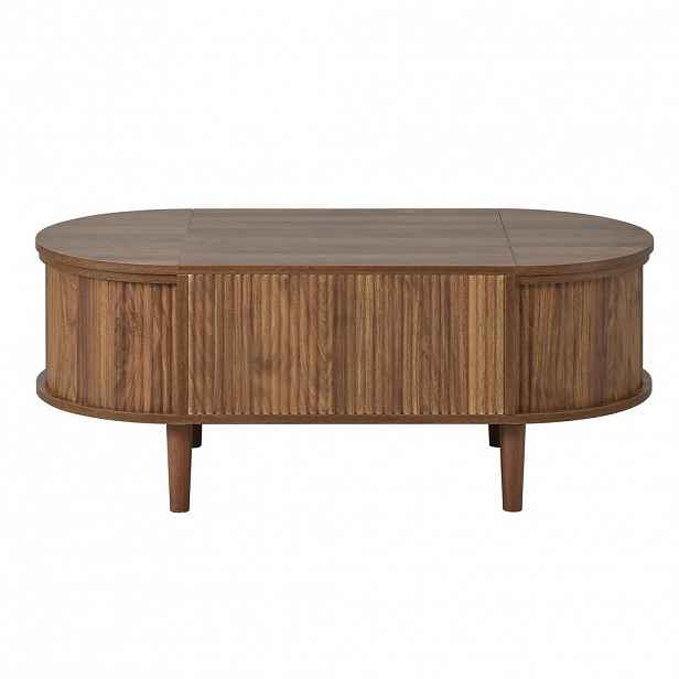 OKWISH KONFERENČNÍ stolek 100/48/53,5 cm ořechová z MDF s nastavitelnou deskou a úložným prostorem