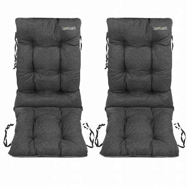 Polštář na židli 48x48x75 černý len set 2ks