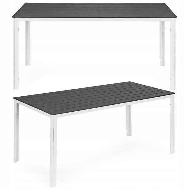 Zahradní stůl pro 6 osob 156 x 78 cm, polywood, šedo-bílý