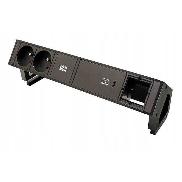 Bachmann Desk 2, 2x zásuvka Cz, zdroj 60W(USB C), 1x volné, černý(902.985)