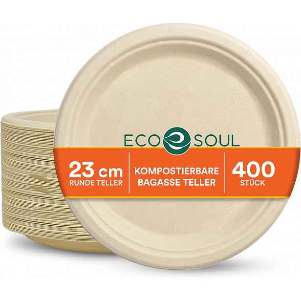 Ekologické papírové talíře Na Jedno Použití 400 Kusů Béžová 25 cm Nádobí
