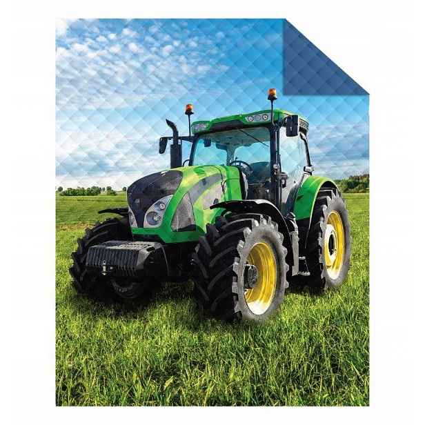 Přehoz Detexpol polyester 170 cm x 210 cm zelený traktor pro chlapce
