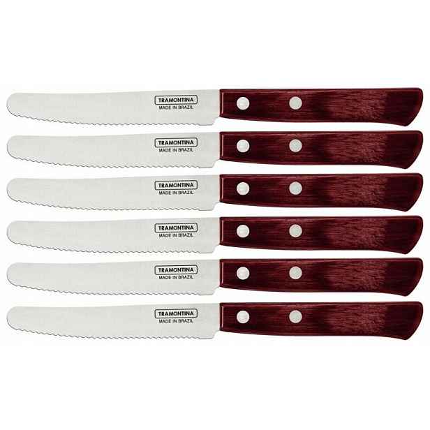 Tramontina 6x Nůž 11,5 cm rukojeť dřevo Polywood Bordo