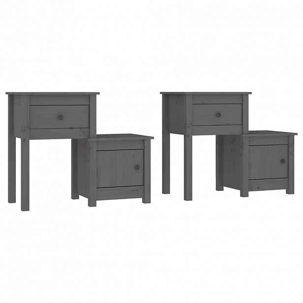 vidaXL Noční stolky 2 ks šedé 79,5 x 38 x 65,5 cm masivní borové dřevo