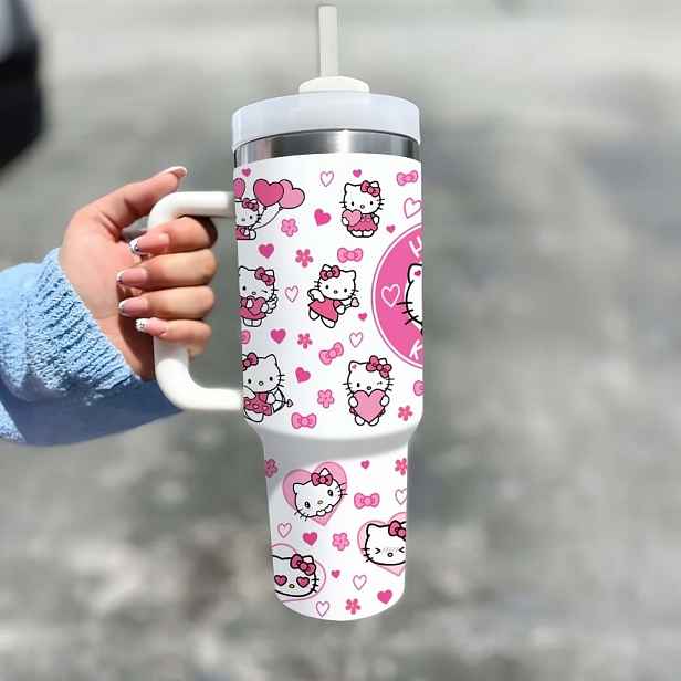 Termohrnek termos velký láhev na pití Hello Kitty Růžová Kawaii Ytk 1200 ml