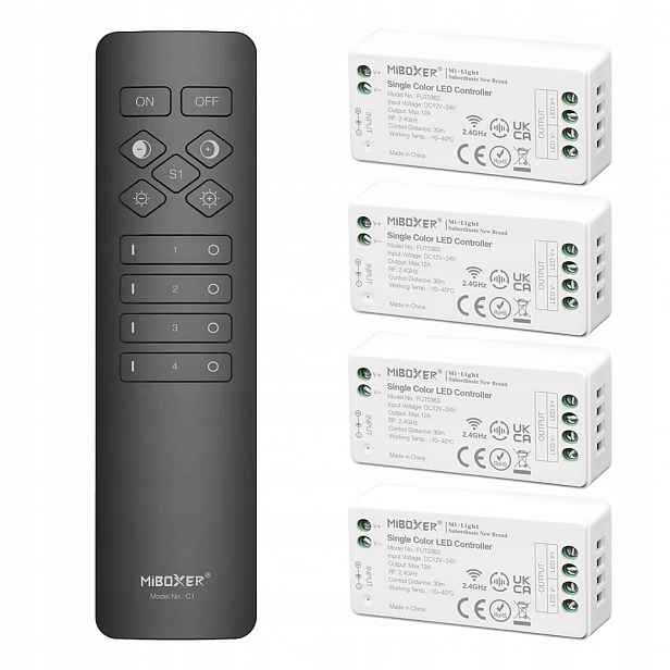 4x Ovladač Dálkový Ovladač Zónový Stmívač 576W Black C1+ FUT036S Premium