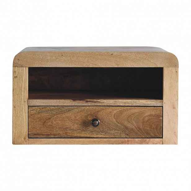Artisan Furniture LAVIČKA s povrchem sametové mokka, 1 otevřená police, potah z pravé kůže, tmavě hnědá