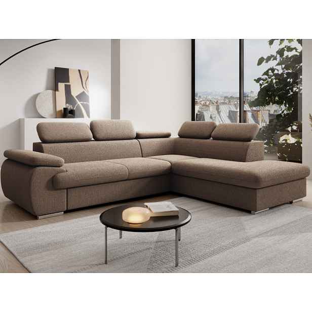 Rohová sedačka Viera, světle hnědá látka, pravý roh