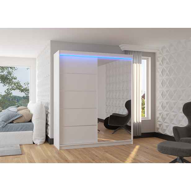 Zrcadlová skříň 180 cm s LED osvětlením GAMRIS - bílá