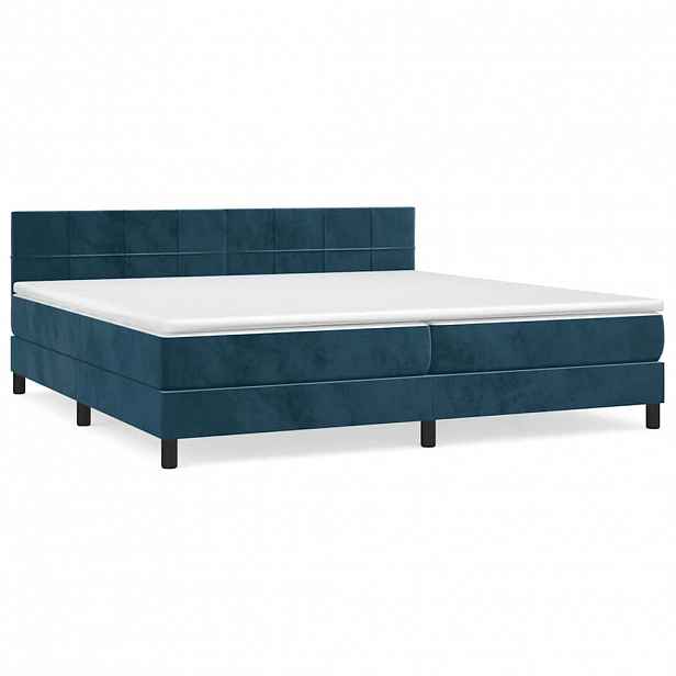 vidaXL Box spring postel s matrací tmavě modrá 200x200 cm samet
