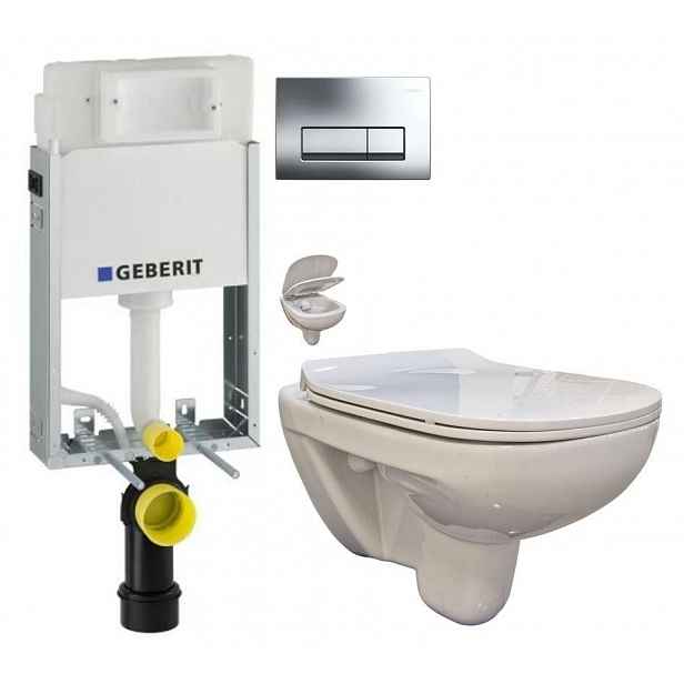 GEBERIT KOMBIFIXBasic vč. chromového tlačítka DELTA 51 + WC bez oplachového kruhu Edge + SEDÁTKO 110.100.00.1 51CR EG1