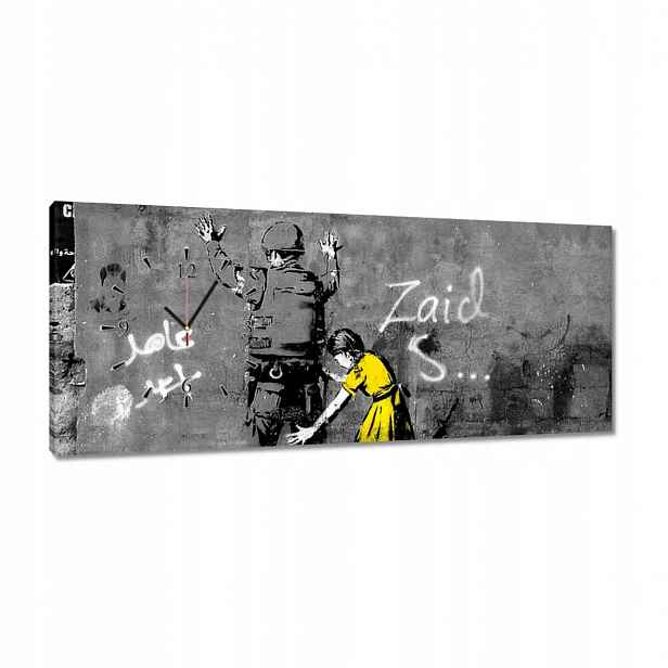 Hodiny 100x40 Banksy holčička