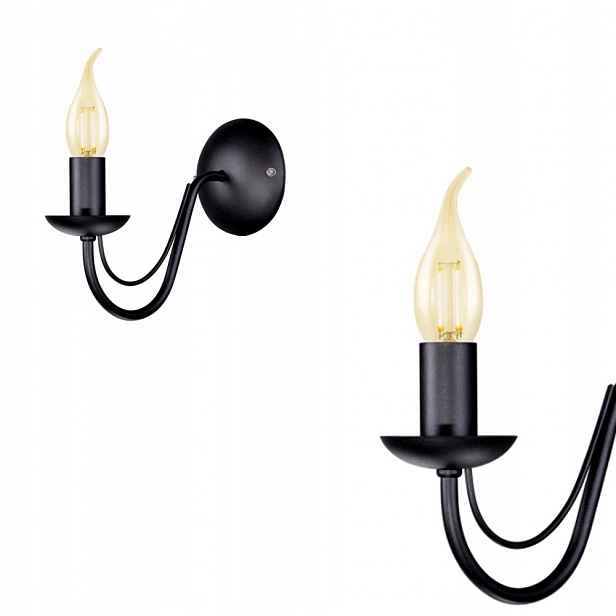 Kaja Nástěnná lampa Bartez ve tvaru svícnu černá pro E14 K-3993