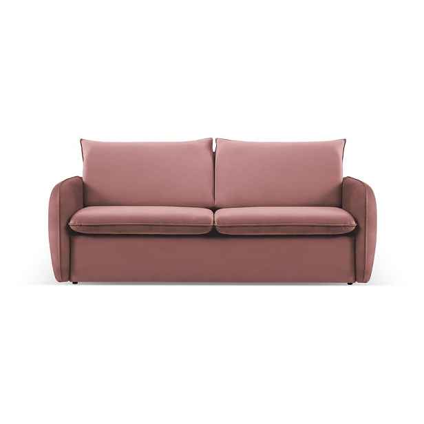 Růžová sametová rozkládací pohovka 214 cm Vienna – Cosmopolitan Design