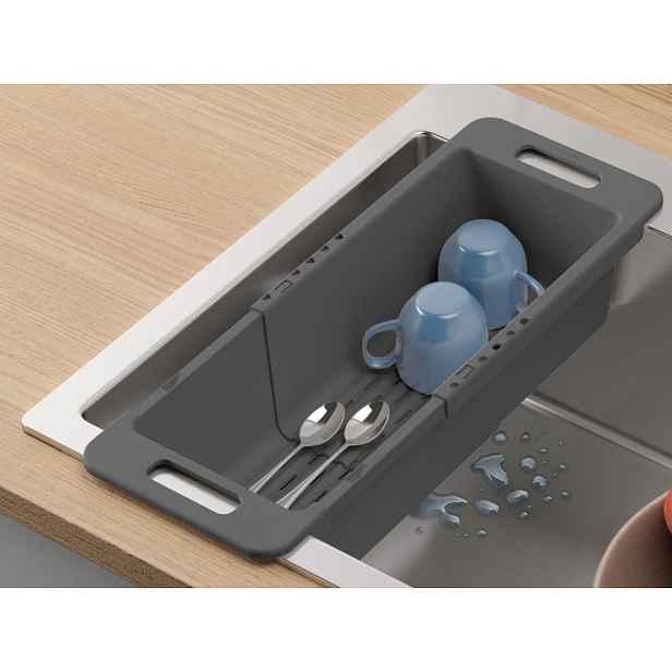 Výsuvný odkapávač do dřezu 35-52 cm, šedý