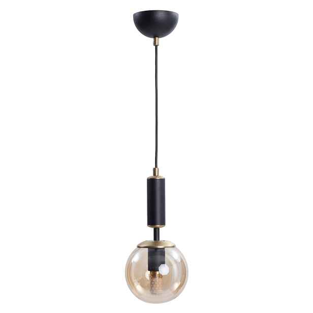 Žluto-černé závěsné svítidlo se skleněným stínidlem ø 15 cm Hector – Squid Lighting
