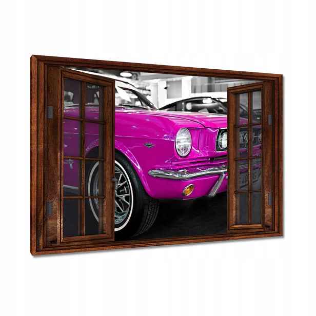 Obrazy 90x60 Růžový Ford Mustang