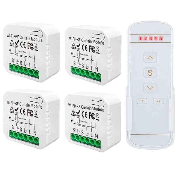 4x Ovladač Záclonových Rolet Wifi Tuya Smart Pilot 5 Kanálový