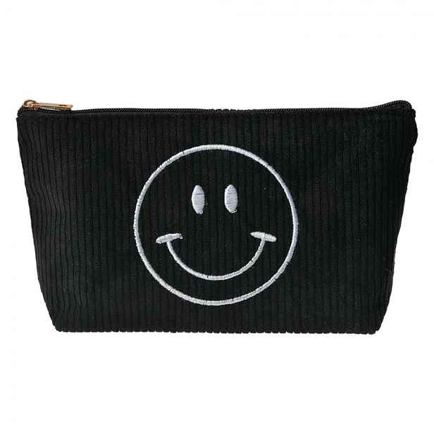 Černá látková toaletní taštička Smile - 20*5*12 cm Clayre & Eef