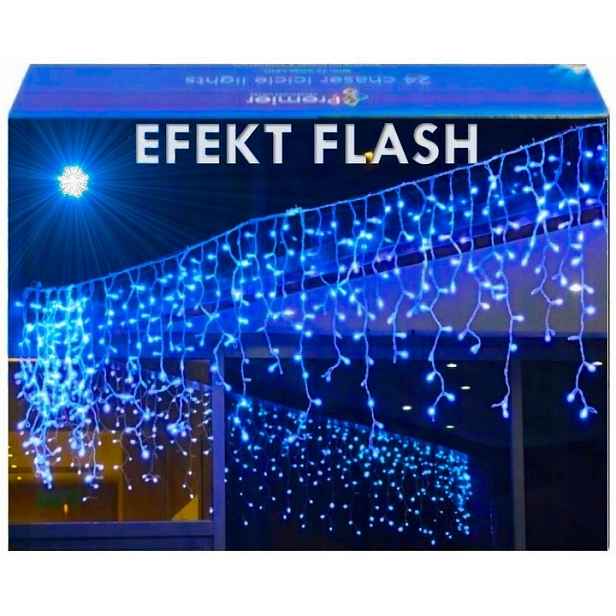 Sople Flash 500 Led Venkovní Vánoční Osvětlení Modré s bleskem 23 m