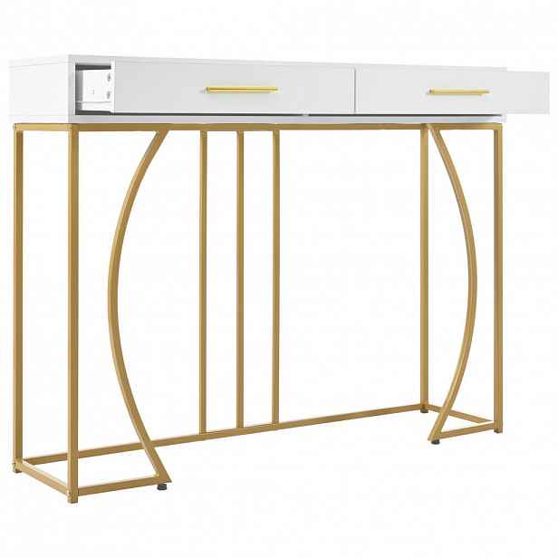 Urban Meuble KONZOLOVÝ STOLEK zlatý a bílý, 110/32/85 cm