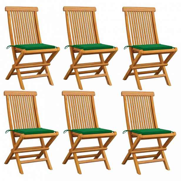 Zahradní židle 6 ks teak / látka Zelená