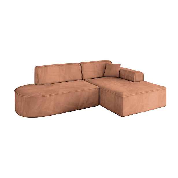 ALTDECOR ROHOVÁ SEDAČKA s otomanem, pravá IREA-L1-v3 232x165x77 Meruňková Velur