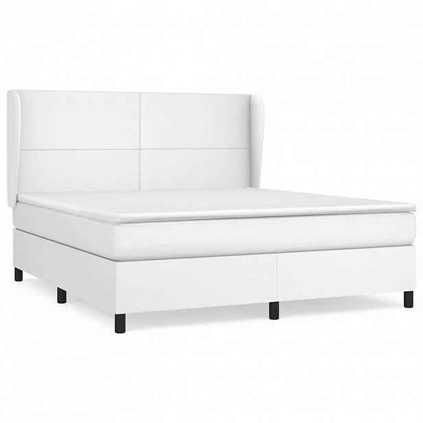 vidaXL Box spring postel s matrací bílá 160x200 cm umělá kůže