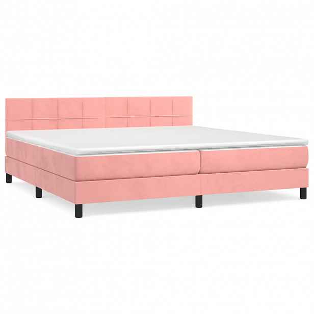 vidaXL Box spring postel s matrací růžová 200x200 cm samet