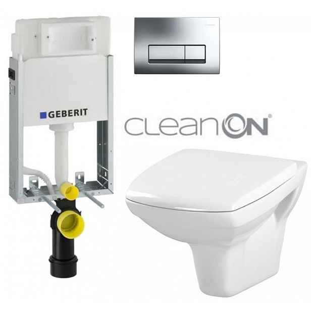 GEBERIT KOMBIFIXBasic vč. chromového tlačítka DELTA 51 + WC CERSANIT CLEANON CARINA + SEDÁTKO 110.100.00.1 51CR CA1