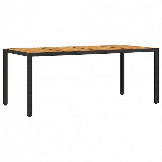 vidaXL Zahradní stůl s akáciovou deskou černý 190x90x75 cm polyratan
