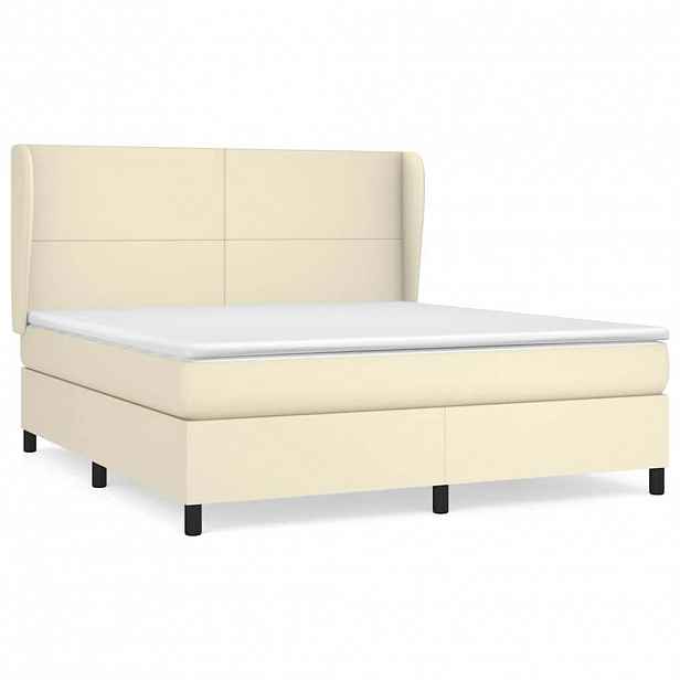 vidaXL Box spring postel s matrací krémová 160x200 cm umělá kůže