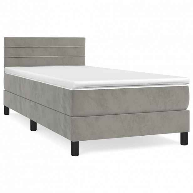 vidaXL Box spring postel s matrací světle šedá 80 x 200 cm samet
