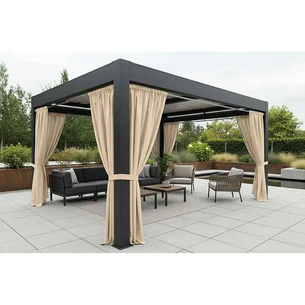 Venkovní zahradní závěs s řasící páskou GARDENIA TAPE krémová, šířka 140 cm výška různé rozměry Mybesthome Rozměr: 140x180 cm